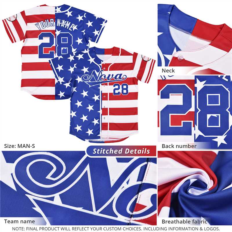 Custom Navy Baseball Jersey Graffiti Pattern Independence Day