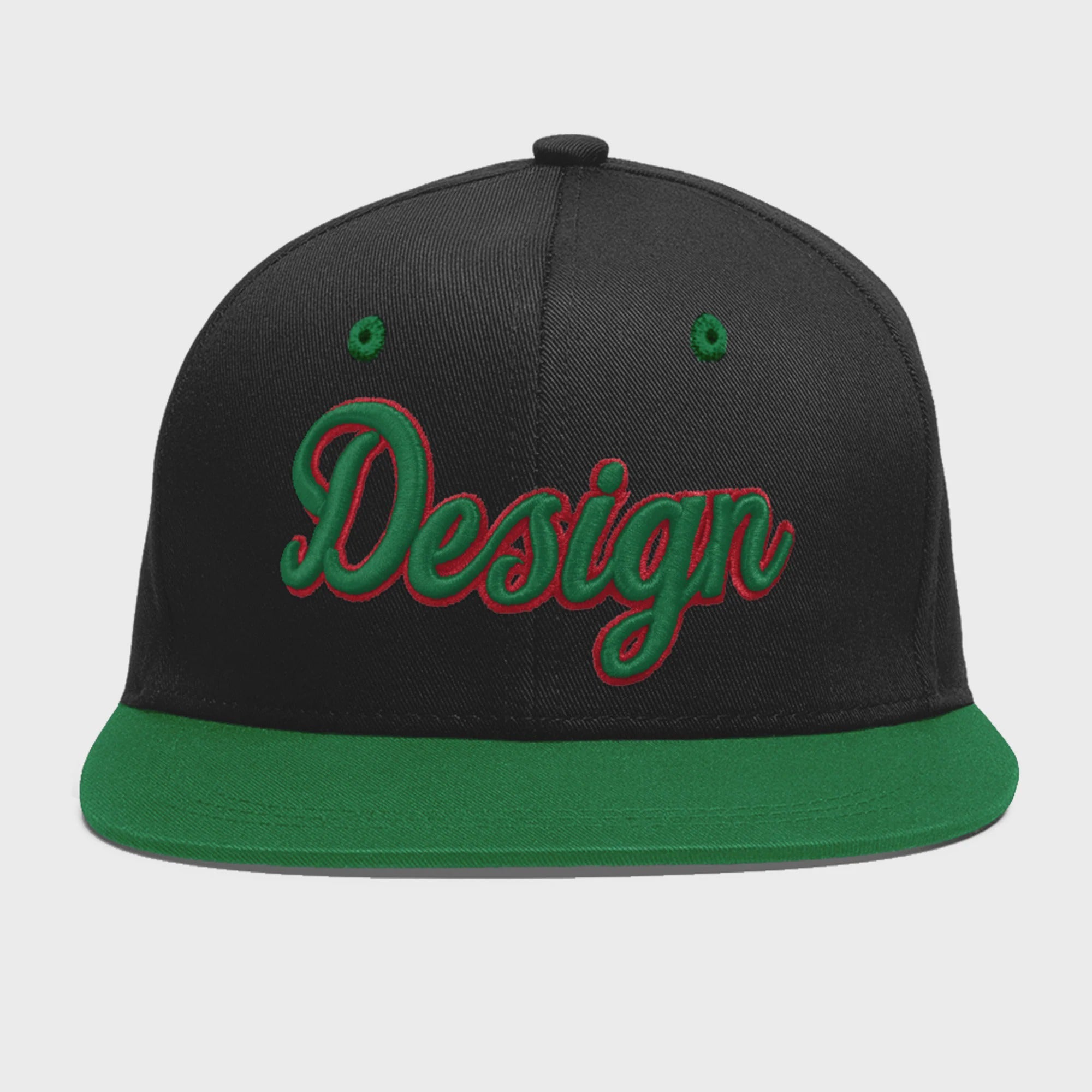 Custom Black Kelly Green 3D Puff Embroidery Flat Embroidery Casual Sport Baseball Cap