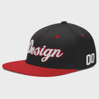 Custom Black Red 3D Puff Embroidery Flat Embroidery Casual Sport Baseball Cap