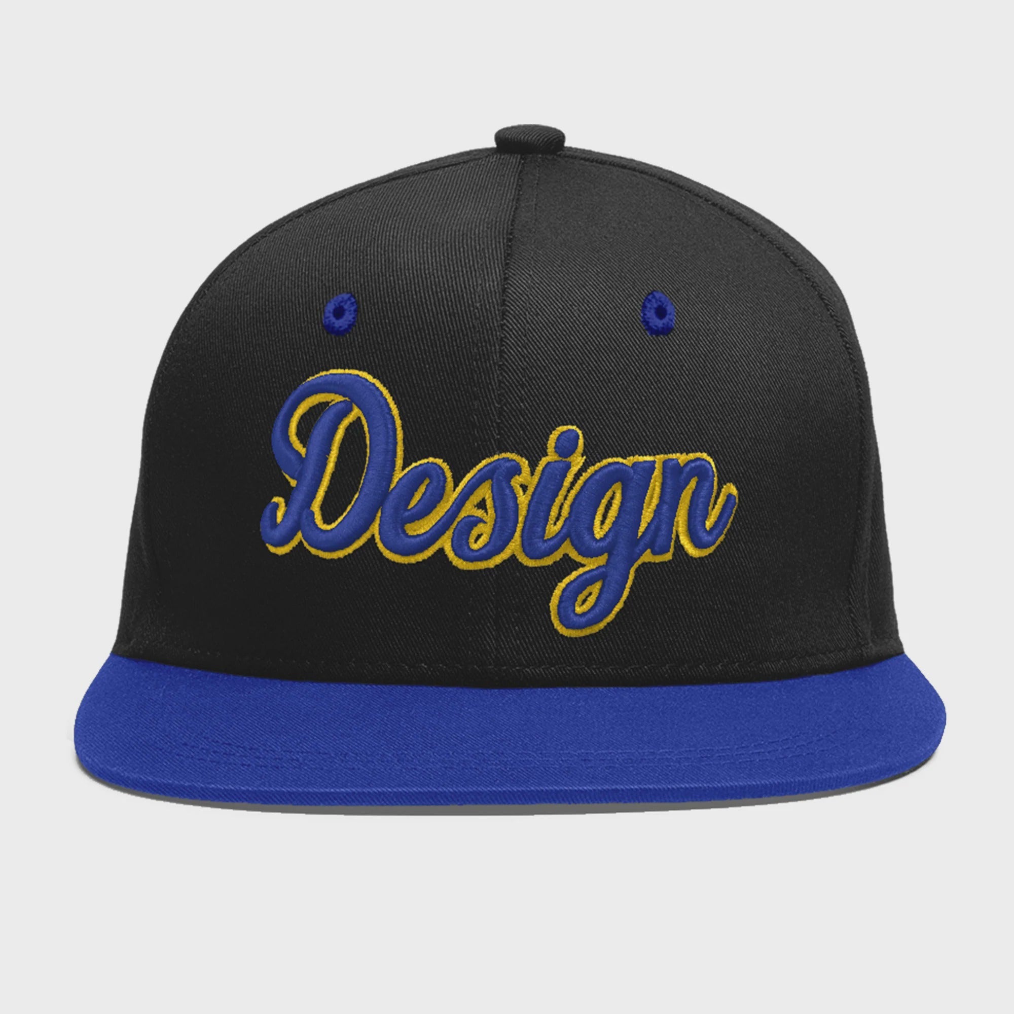 Custom Black Royal Blue 3D Puff Embroidery Flat Embroidery Casual Sport Baseball Cap