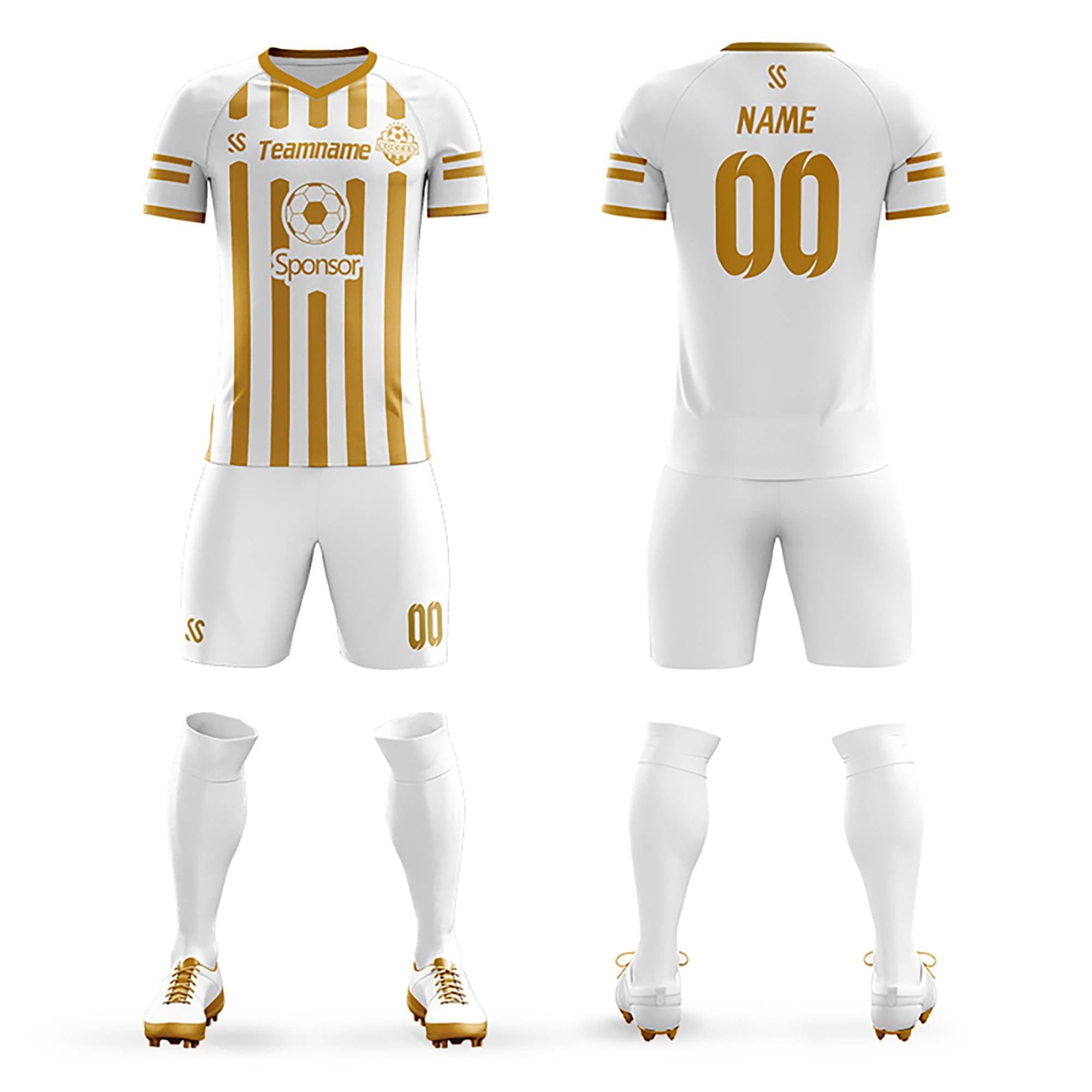 Custom White Gold Casual Printing Sportswear Soccer Sets Jersey Main image