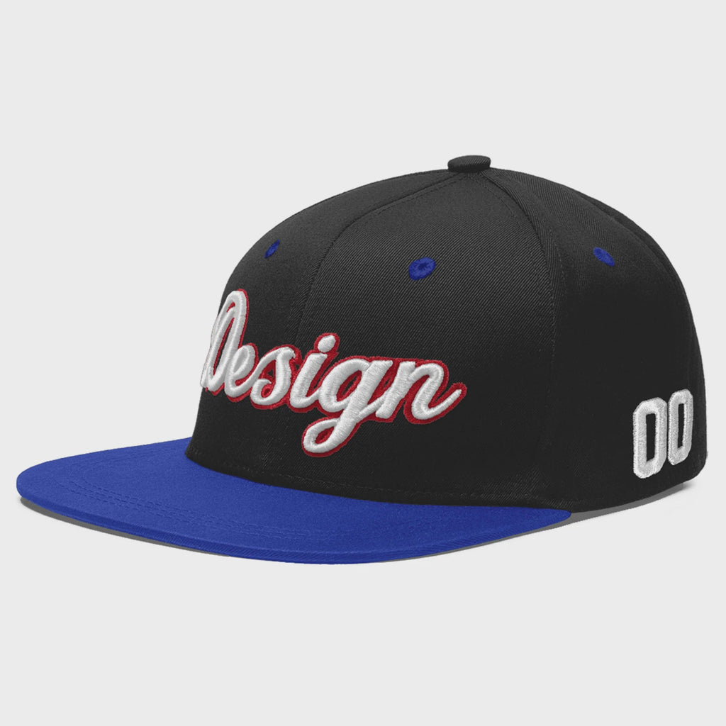 Custom Black Royal Blue 3D Puff Embroidery Flat Embroidery Casual Sport Baseball Cap