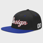 Custom Black Royal Blue 3D Puff Embroidery Flat Embroidery Casual Sport Baseball Cap