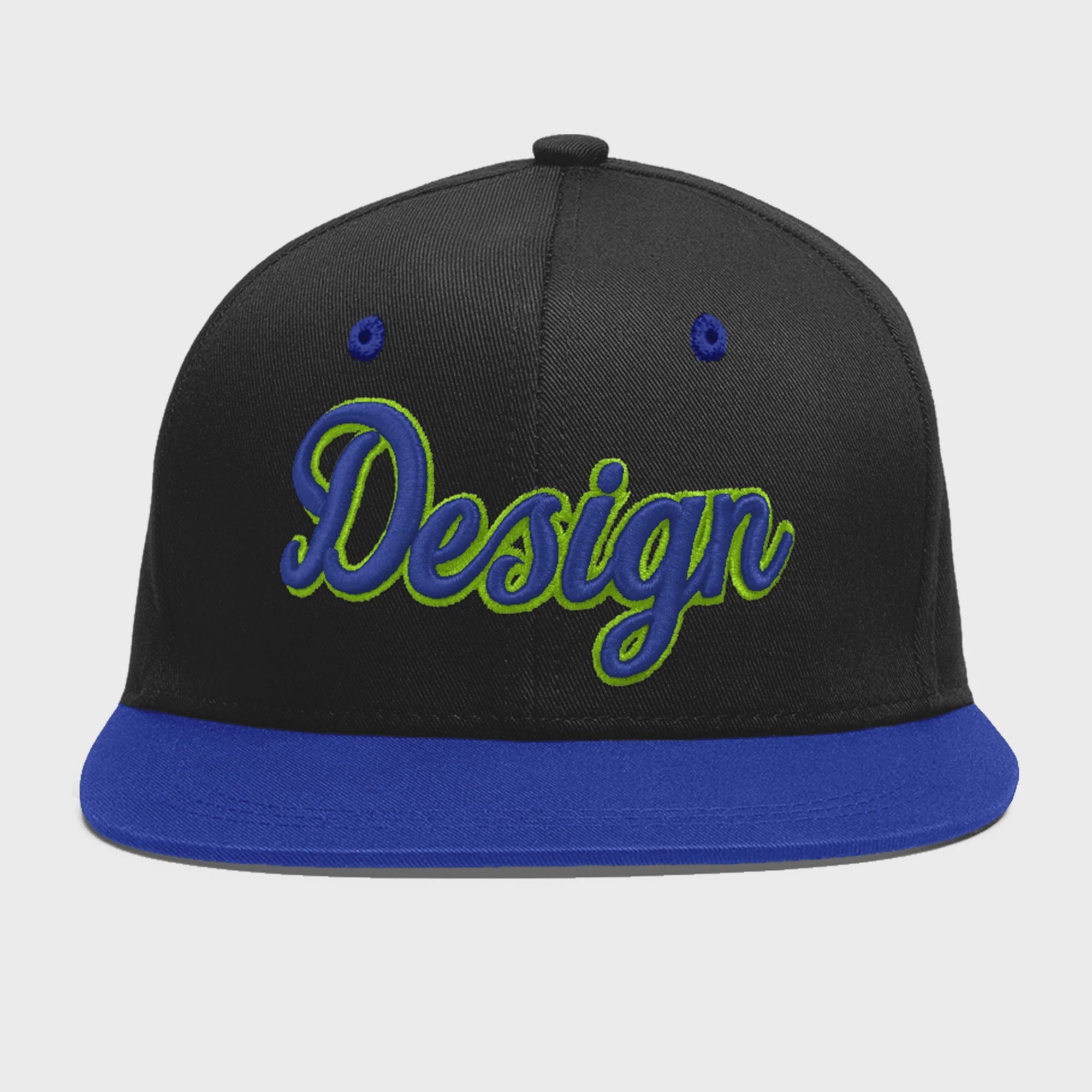 Custom Black Royal Blue 3D Puff Embroidery Flat Embroidery Casual Sport Baseball Cap