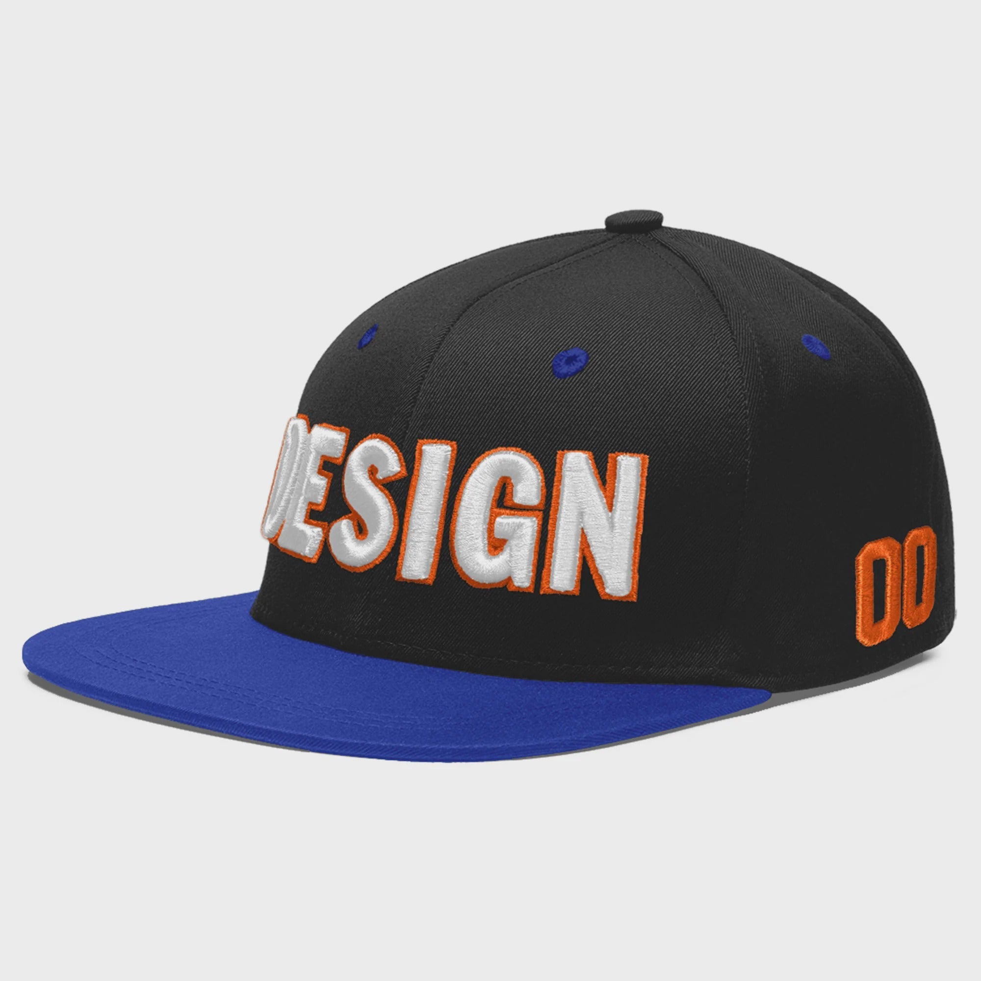 Custom Black Royal Blue 3D Puff Embroidery Flat Embroidery Casual Sport Baseball Cap