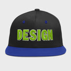 Custom Black Royal Blue 3D Puff Embroidery Flat Embroidery Casual Sport Baseball Cap