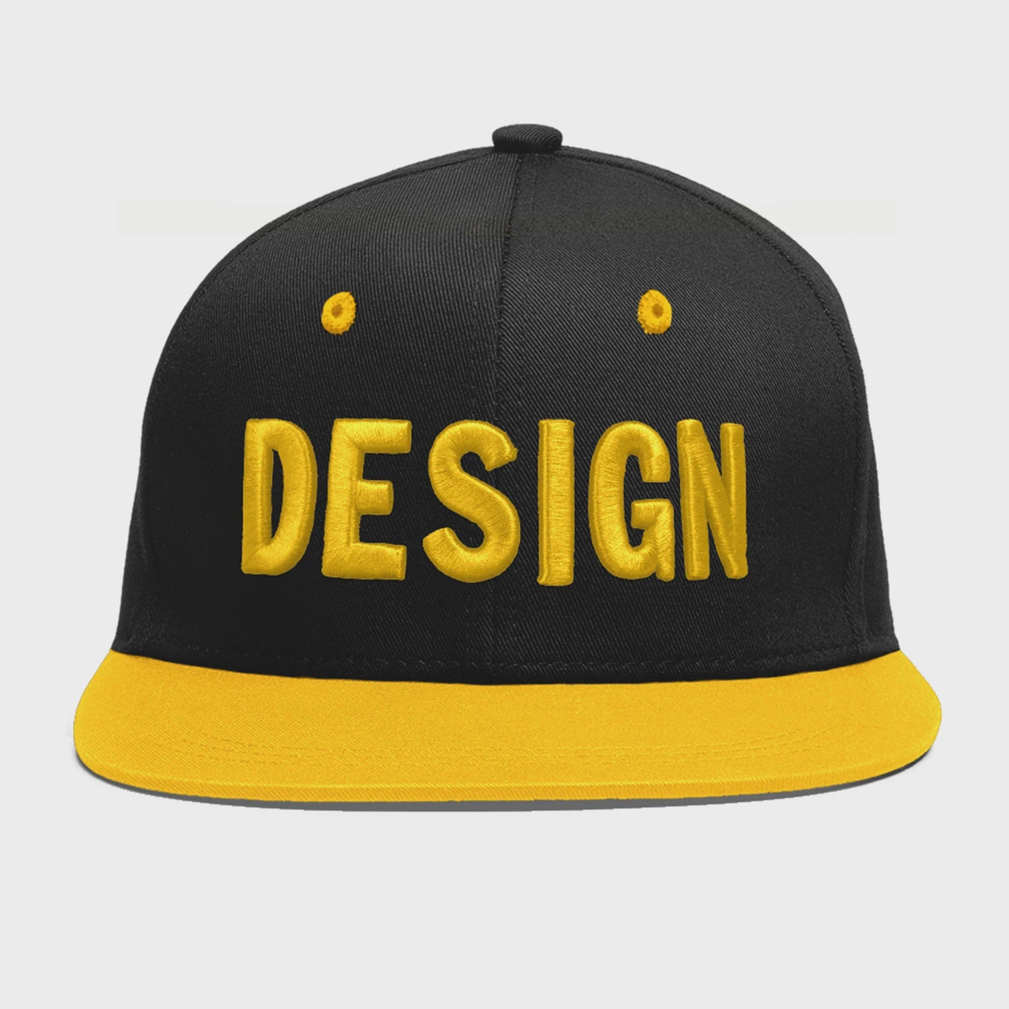 Custom Black Gold 3D Puff Embroidery Flat Embroidery Casual Sport Baseball Cap