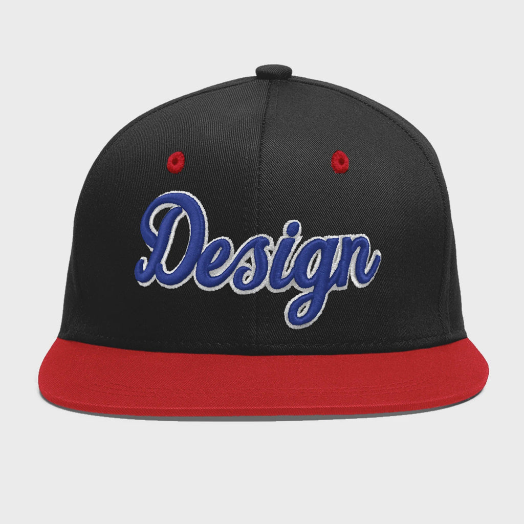 Custom Black Red 3D Puff Embroidery Flat Embroidery Casual Sport Baseball Cap