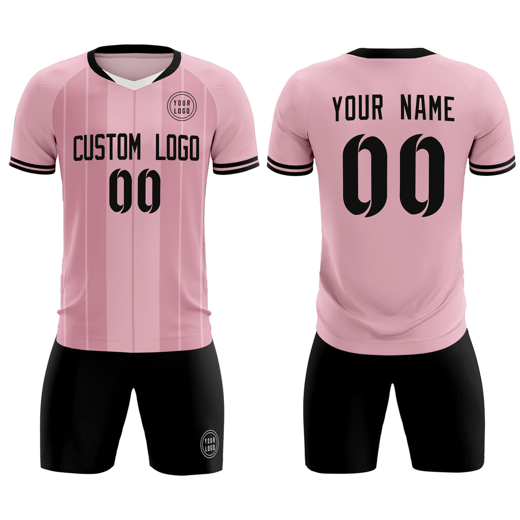 Custom Light Pink Classic Striped Personalized Soccer Tops/Sets Jersey