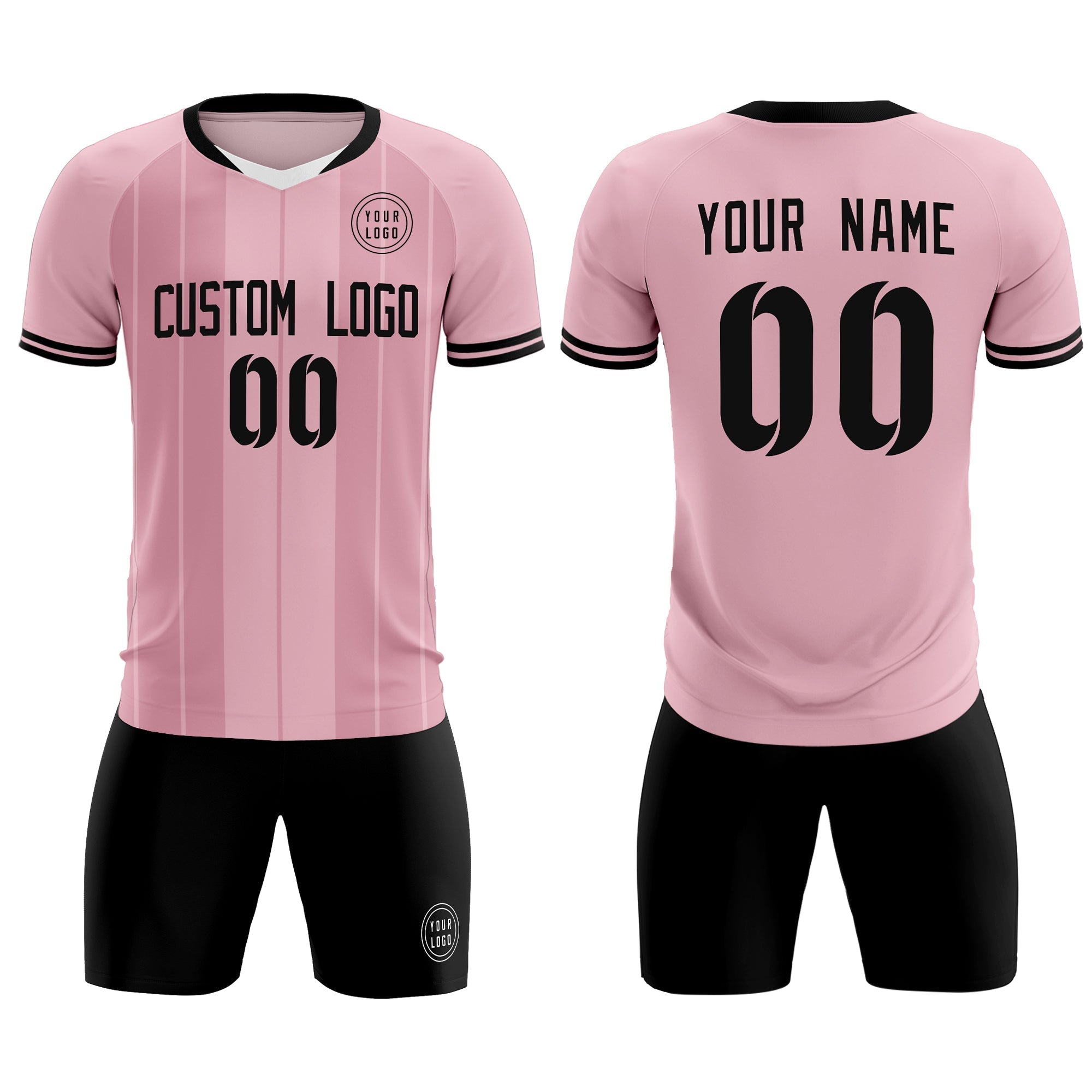Custom Light Pink Classic Striped Personalized Soccer Tops/Sets Jersey