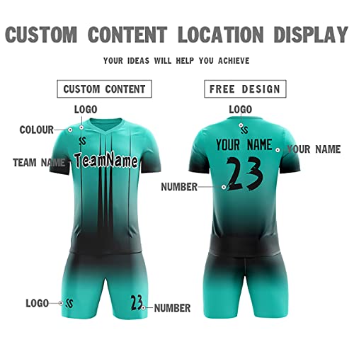 Custom Teal Black Soft Training Uniform Soccer Sets Jersey Secondary image