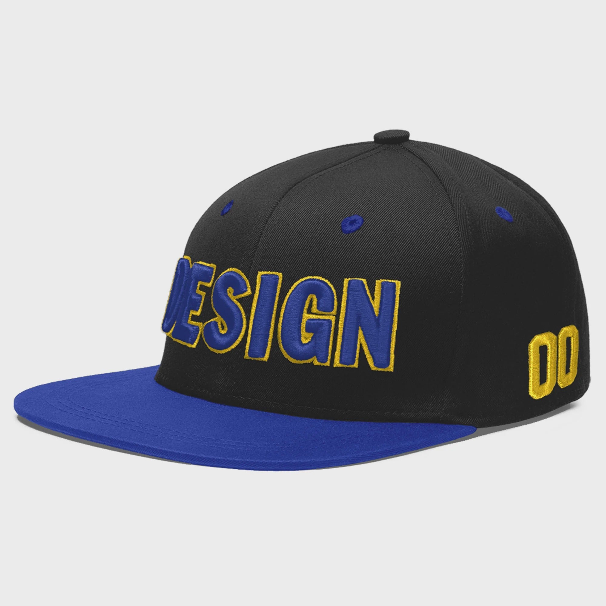 Custom Black Royal Blue 3D Puff Embroidery Flat Embroidery Casual Sport Baseball Cap