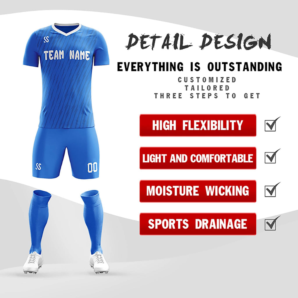 Custom Royal Printing Outdoor Breathable Soccer Sets Jersey