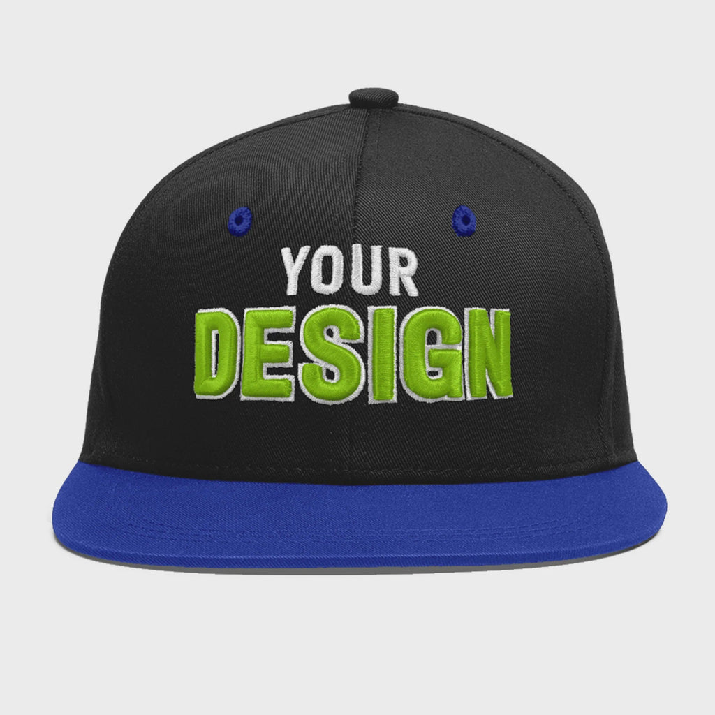 Custom Black Royal Blue 3D Puff Embroidery Flat Embroidery Casual Sport Baseball Cap