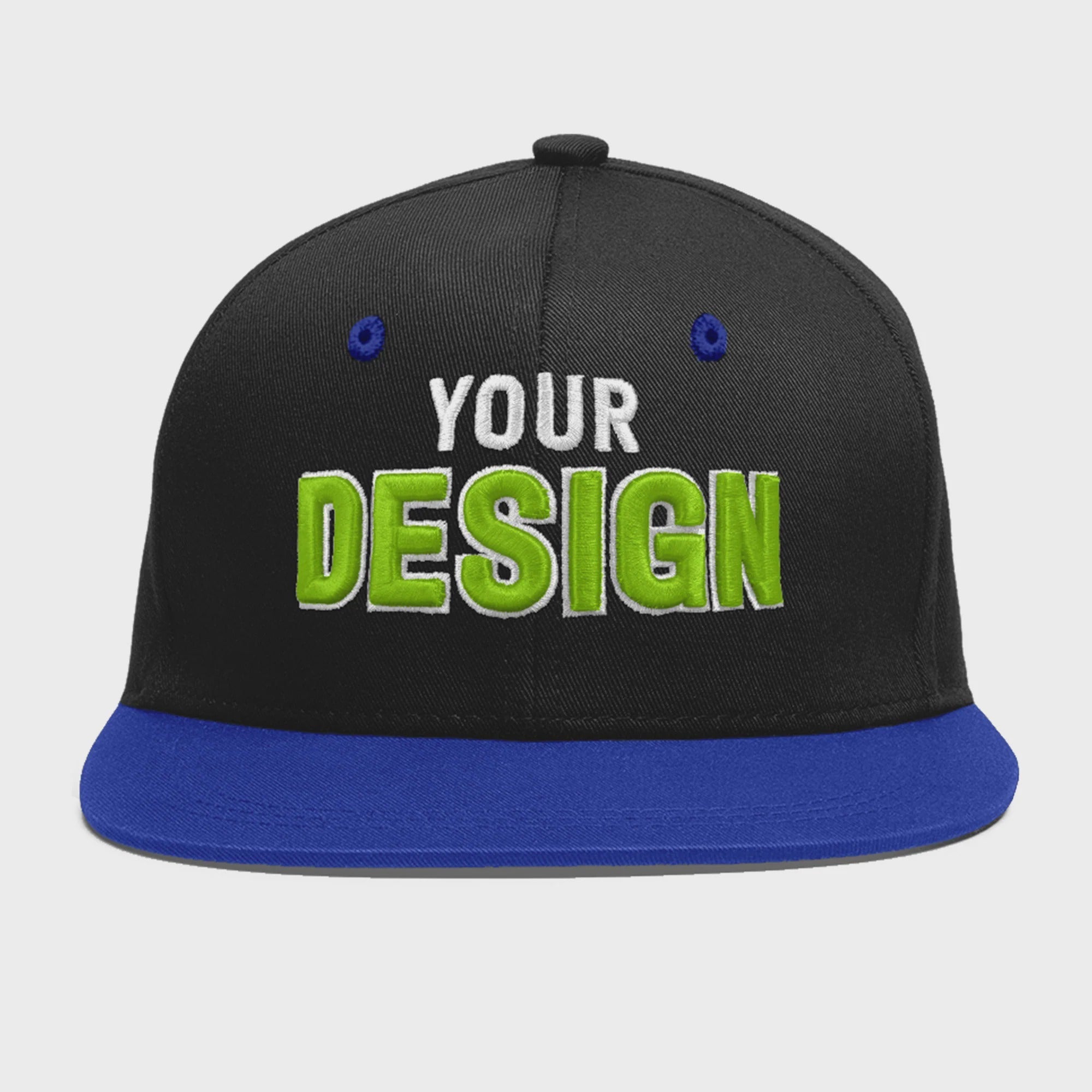 Custom Black Royal Blue 3D Puff Embroidery Flat Embroidery Casual Sport Baseball Cap