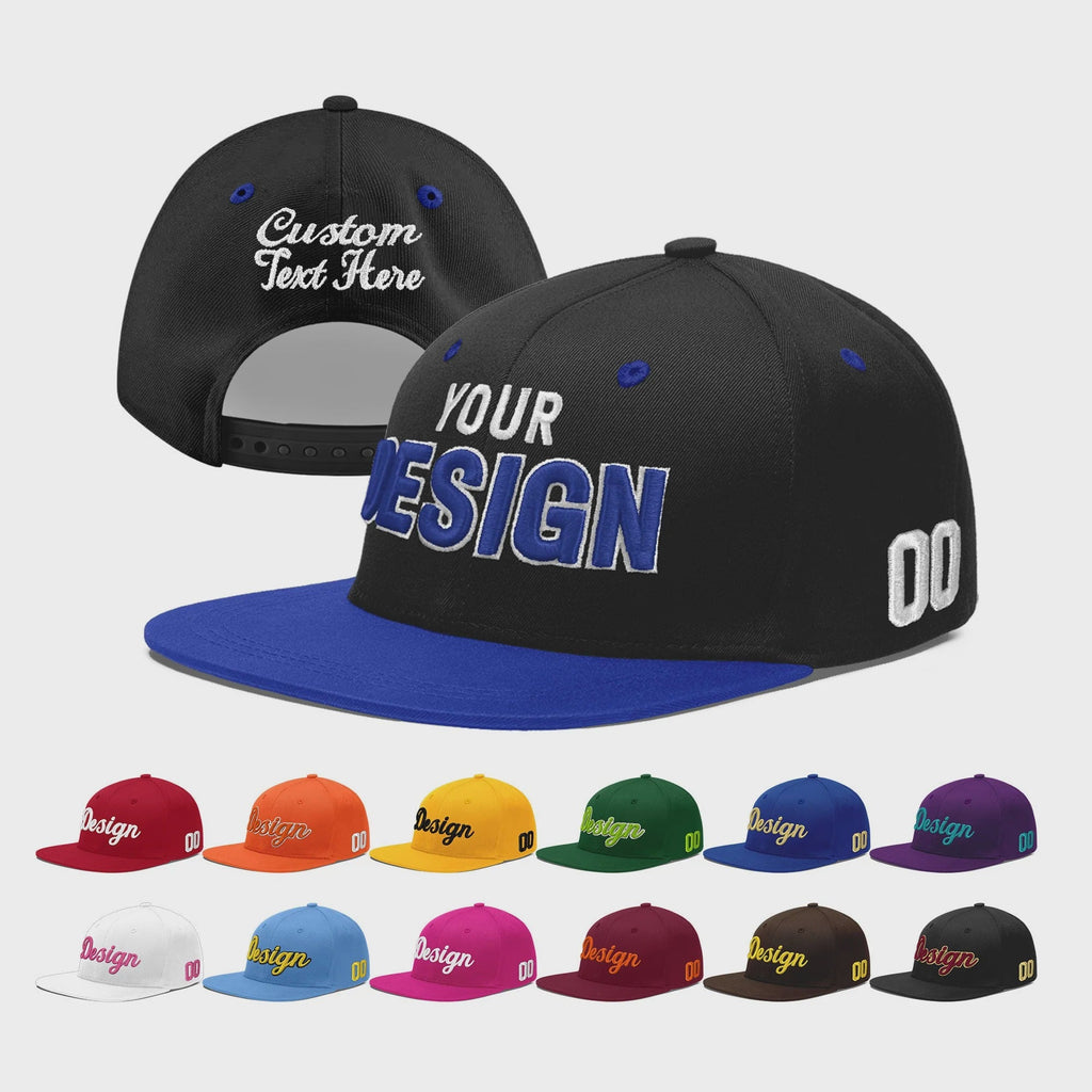 Custom Black Royal Blue 3D Puff Embroidery Flat Embroidery Casual Sport Baseball Cap