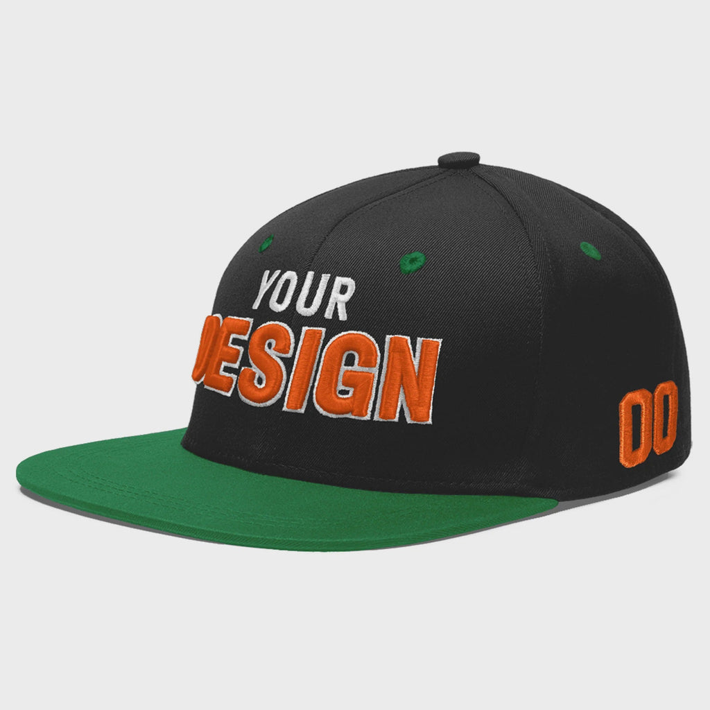 Custom Black Kelly Green 3D Puff Embroidery Flat Embroidery Casual Sport Baseball Cap