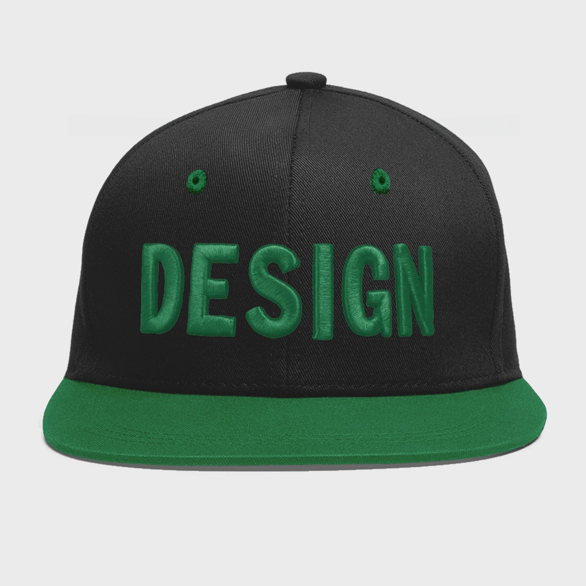 Custom Black Kelly Green 3D Puff Embroidery Flat Embroidery Casual Sport Baseball Cap