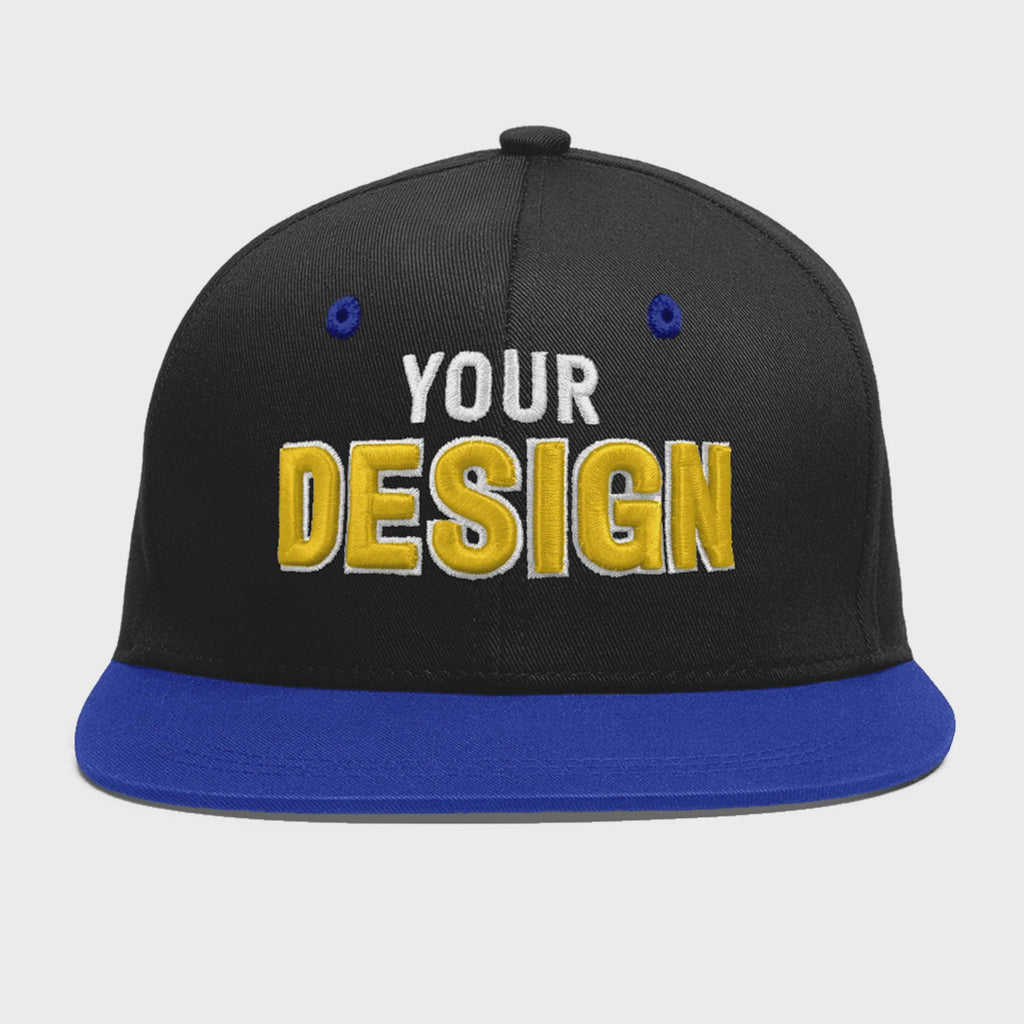Custom Black Royal Blue 3D Puff Embroidery Flat Embroidery Casual Sport Baseball Cap