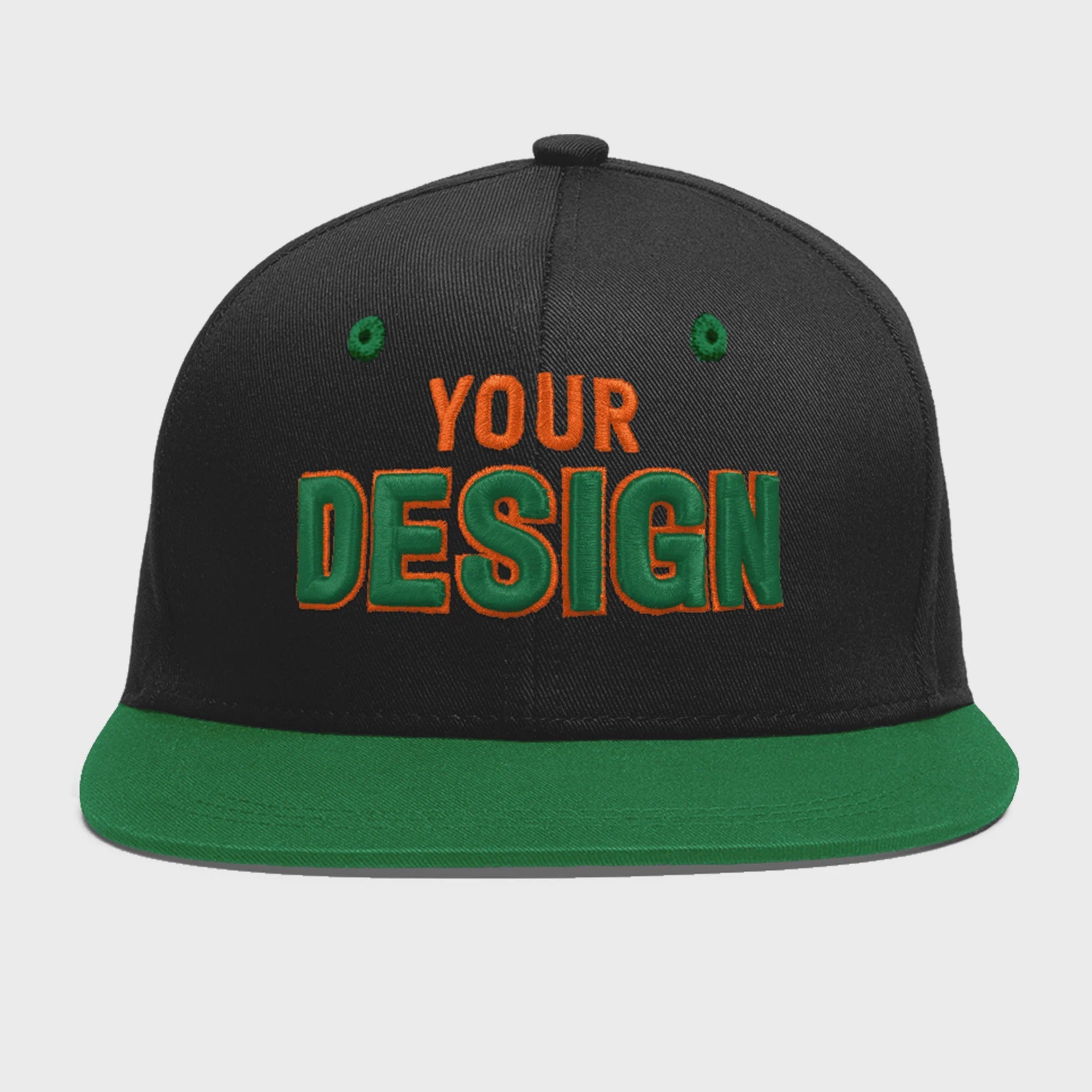 Custom Black Kelly Green 3D Puff Embroidery Flat Embroidery Casual Sport Baseball Cap