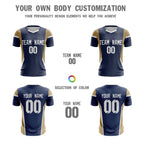 Custom Navy Gold Breathable Sport Soccer Tops Jersey