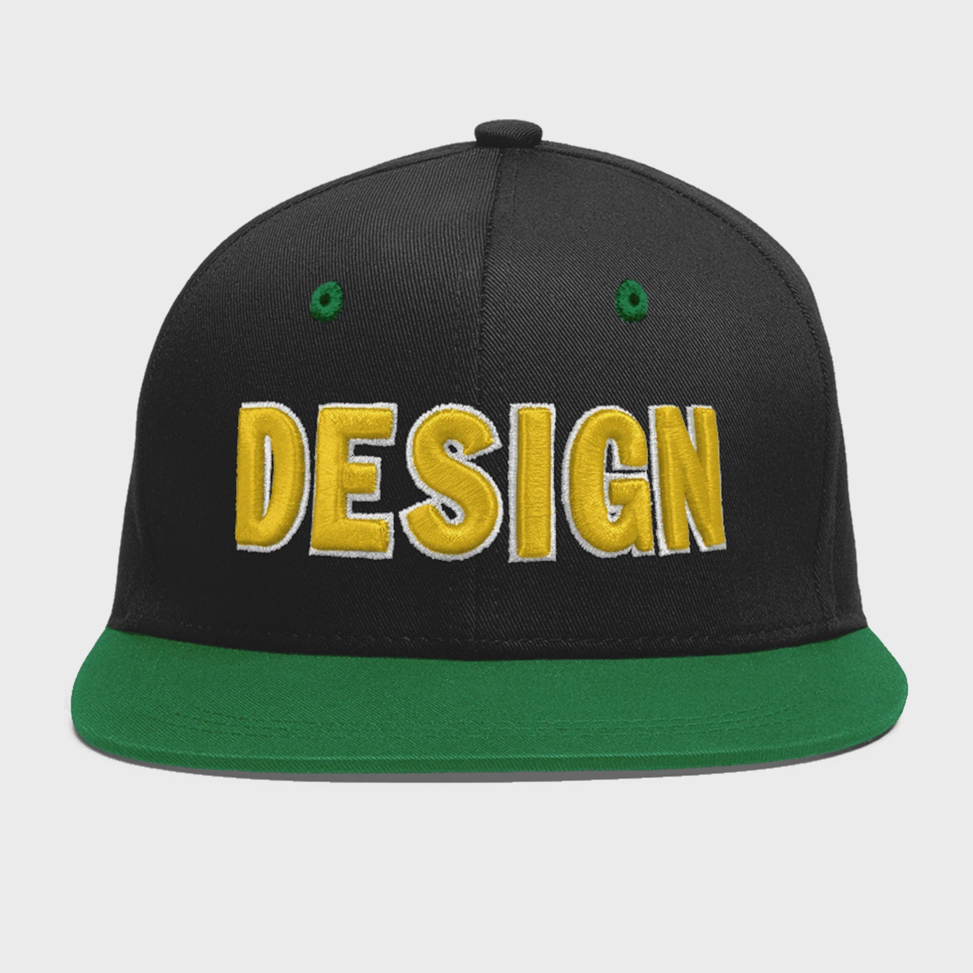 Custom Black Kelly Green 3D Puff Embroidery Flat Embroidery Casual Sport Baseball Cap