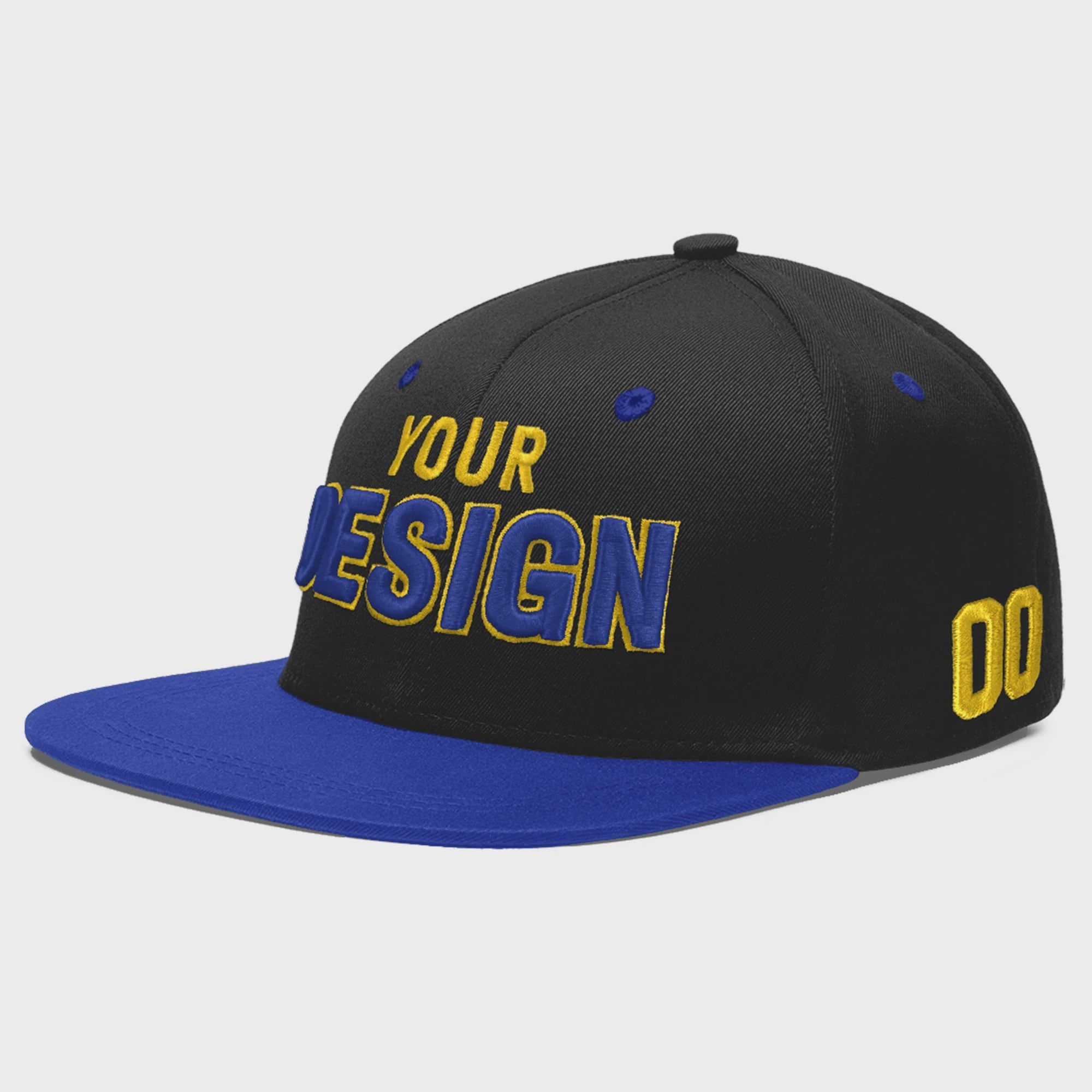 Custom Black Royal Blue 3D Puff Embroidery Flat Embroidery Casual Sport Baseball Cap