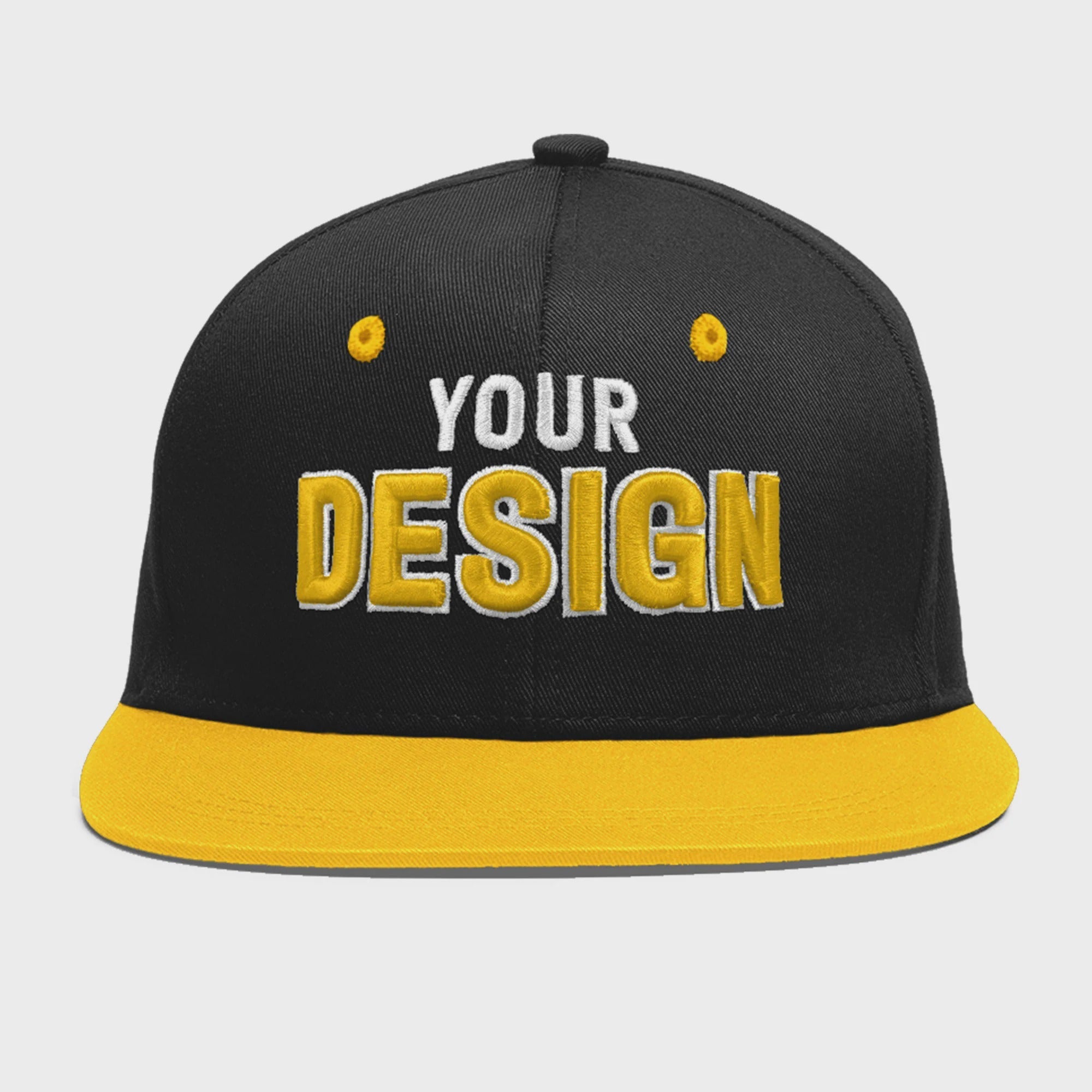 Custom Black Gold 3D Puff Embroidery Flat Embroidery Casual Sport Baseball Cap