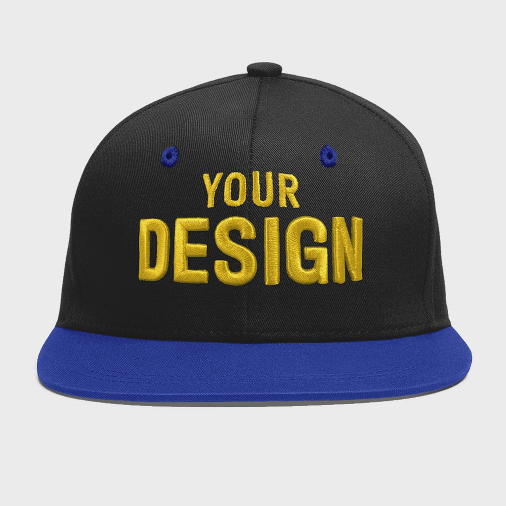 Custom Black Royal Blue 3D Puff Embroidery Flat Embroidery Casual Sport Baseball Cap