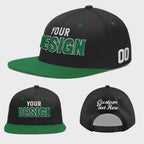 Custom Black Kelly Green 3D Puff Embroidery Flat Embroidery Casual Sport Baseball Cap