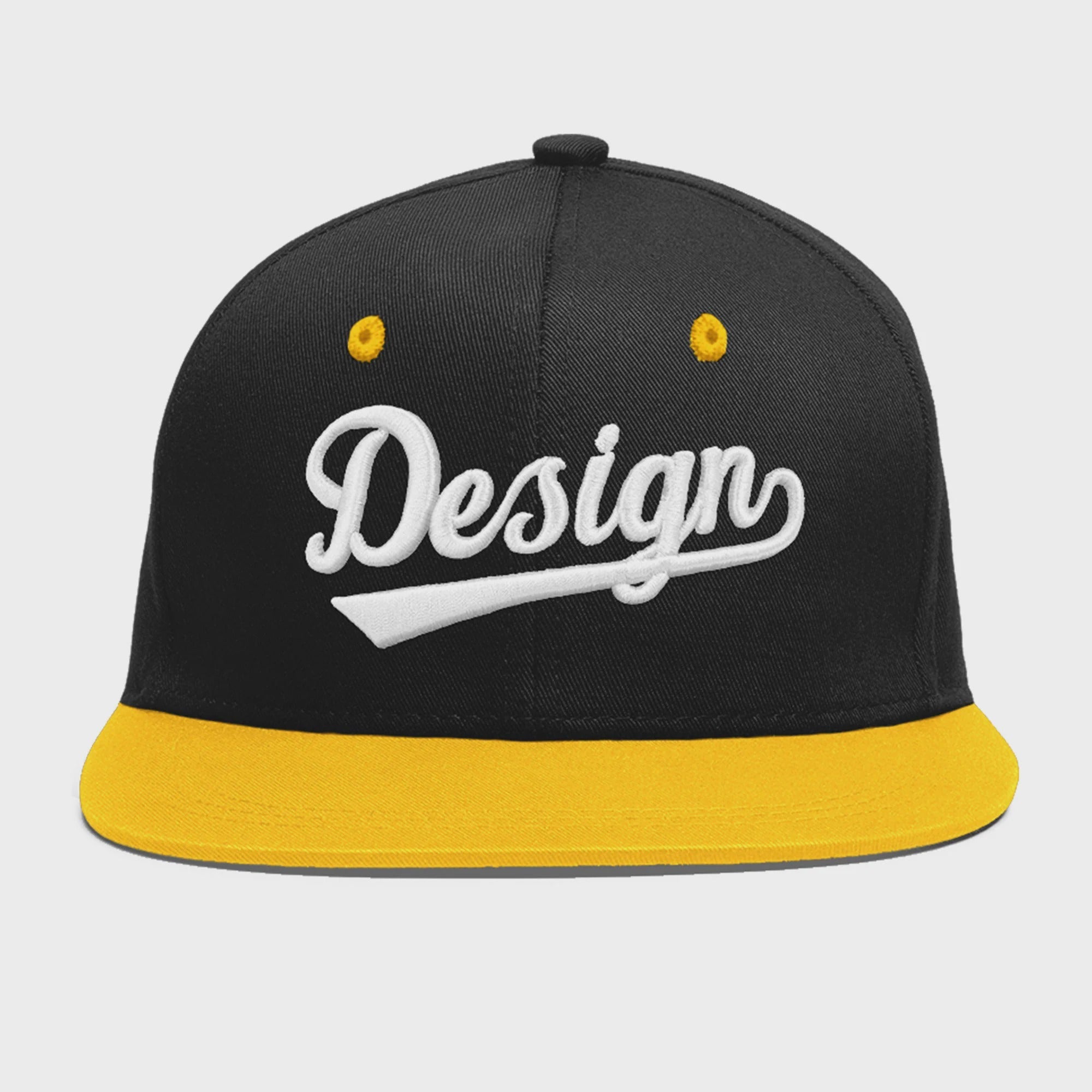 Custom Black Gold 3D Puff Embroidery Flat Embroidery Casual Sport Baseball Cap