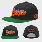 Custom Black Kelly Green 3D Puff Embroidery Flat Embroidery Casual Sport Baseball Cap