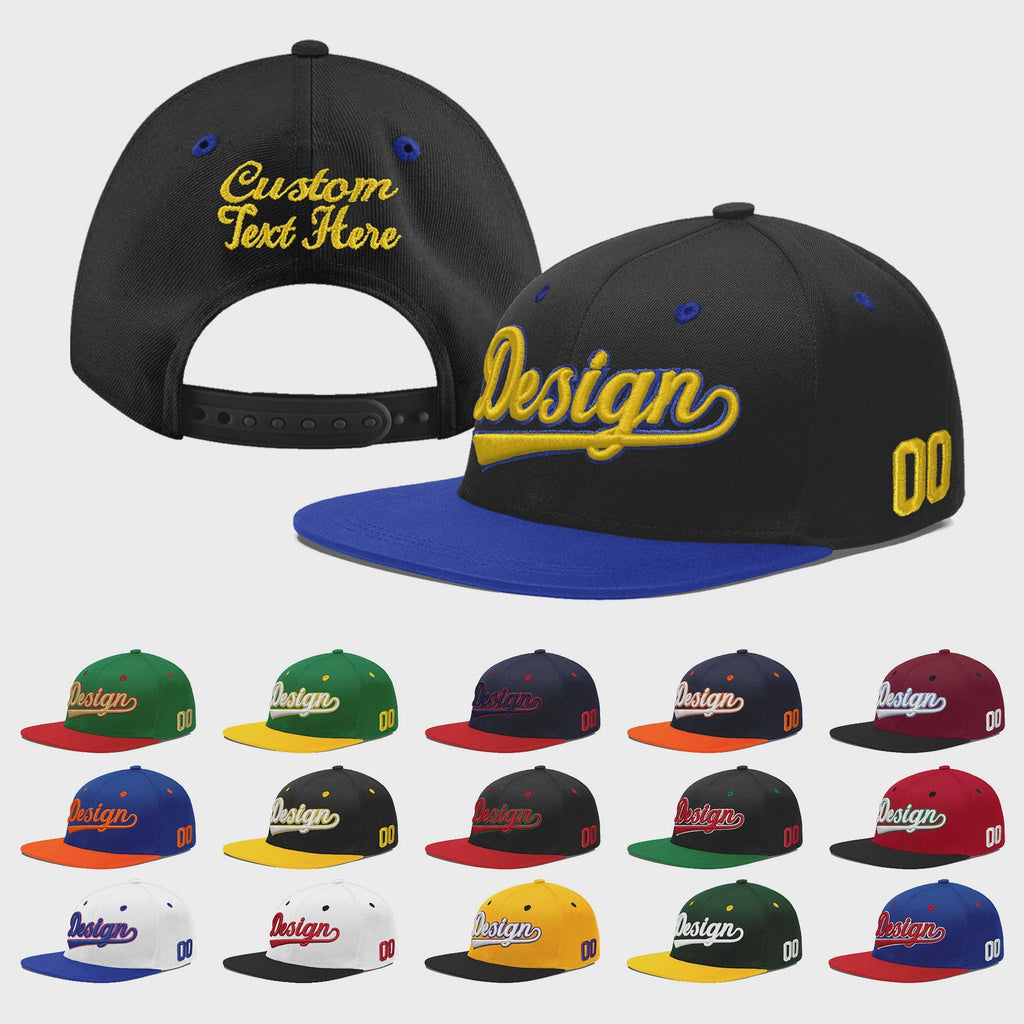 Custom Black Royal Blue 3D Puff Embroidery Flat Embroidery Casual Sport Baseball Cap