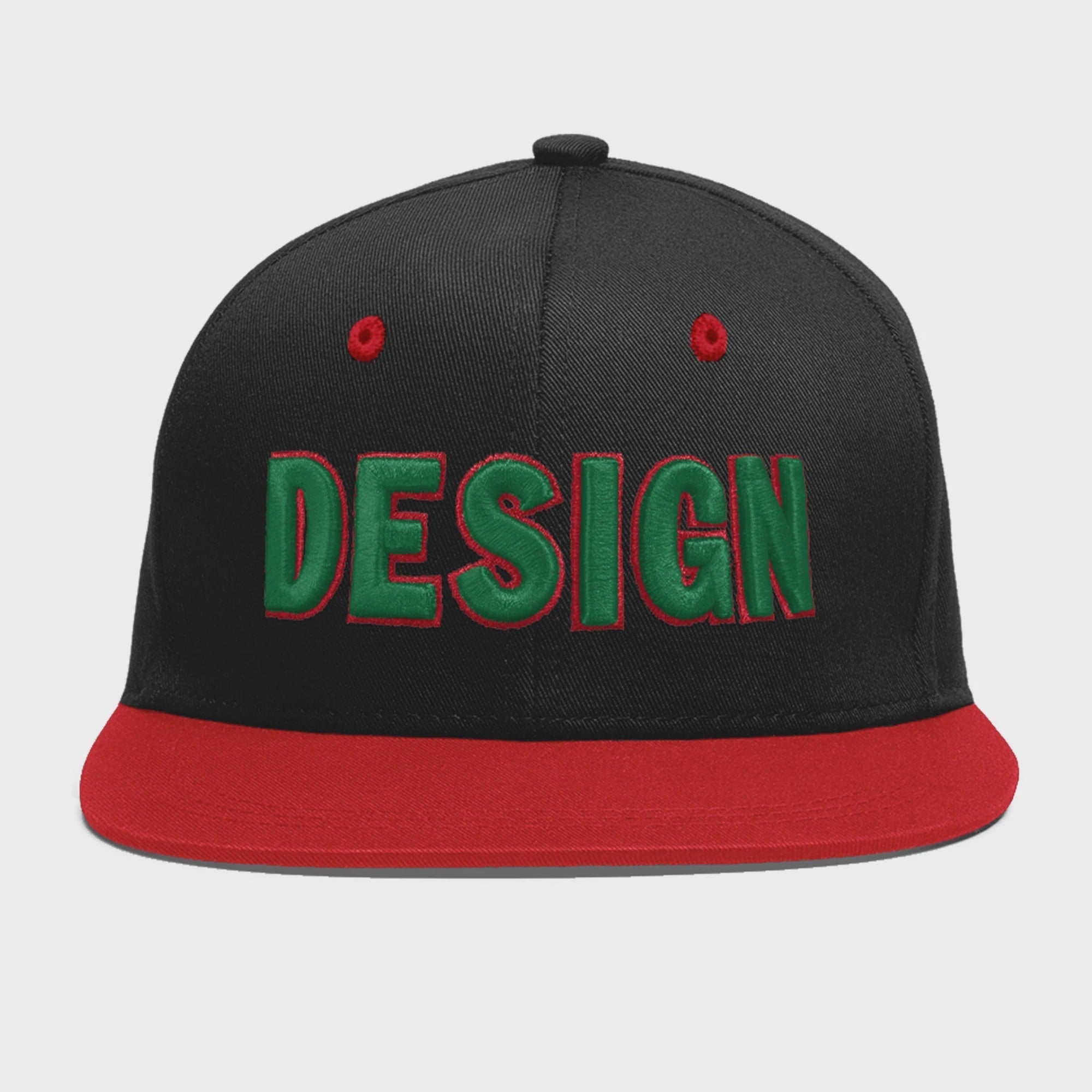 Custom Black Red 3D Puff Embroidery Flat Embroidery Casual Sport Baseball Cap