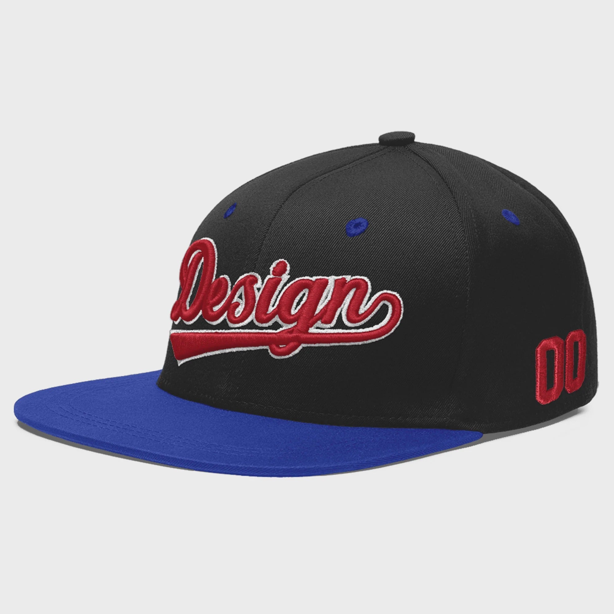 Custom Black Royal Blue 3D Puff Embroidery Flat Embroidery Casual Sport Baseball Cap