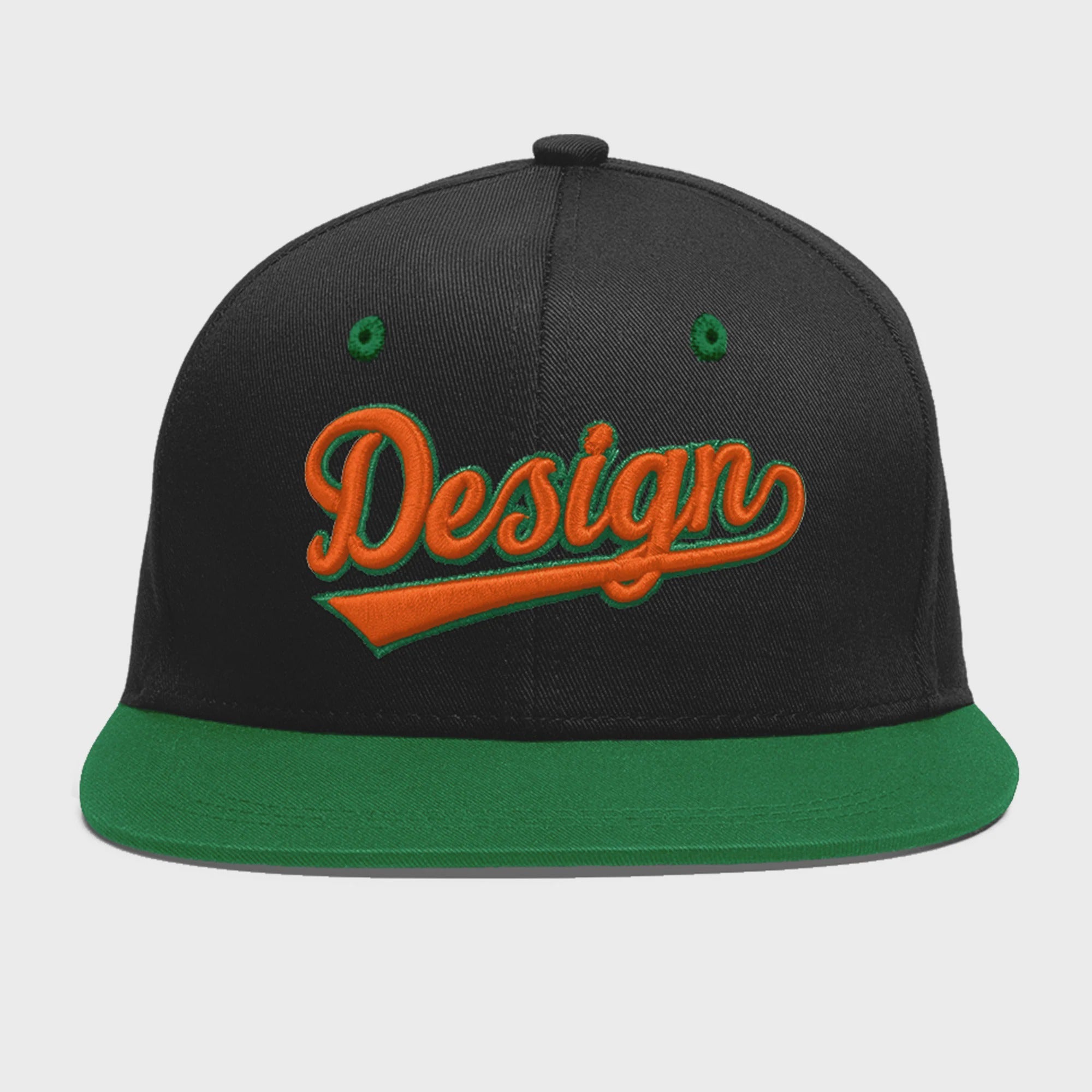 Custom Black Kelly Green 3D Puff Embroidery Flat Embroidery Casual Sport Baseball Cap