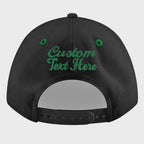Custom Black Kelly Green 3D Puff Embroidery Flat Embroidery Casual Sport Baseball Cap