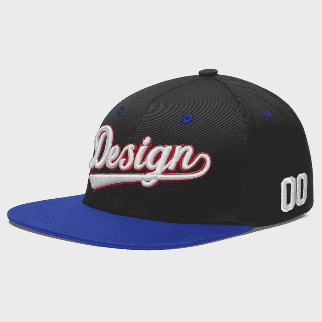 Custom Black Royal Blue 3D Puff Embroidery Flat Embroidery Casual Sport Baseball Cap