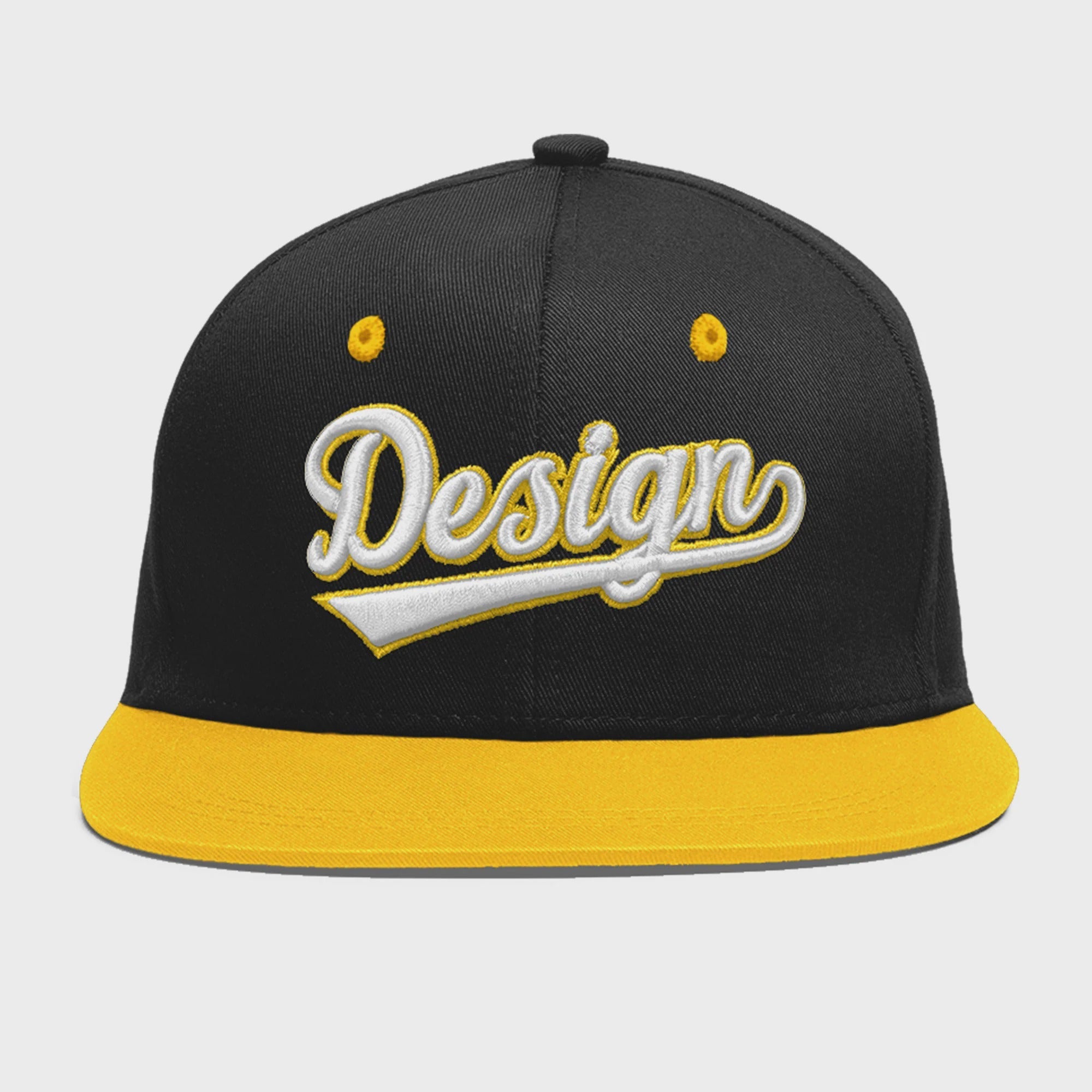 Custom Black Gold 3D Puff Embroidery Flat Embroidery Casual Sport Baseball Cap