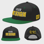 Custom Black Kelly Green 3D Puff Embroidery Flat Embroidery Casual Sport Baseball Cap
