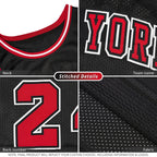 Custom Black Red-White Classic Tops Breathable Basketball Jersey