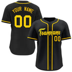 Custom Black Yellow Classic Style Hip Hop Authentic Baseball Jersey