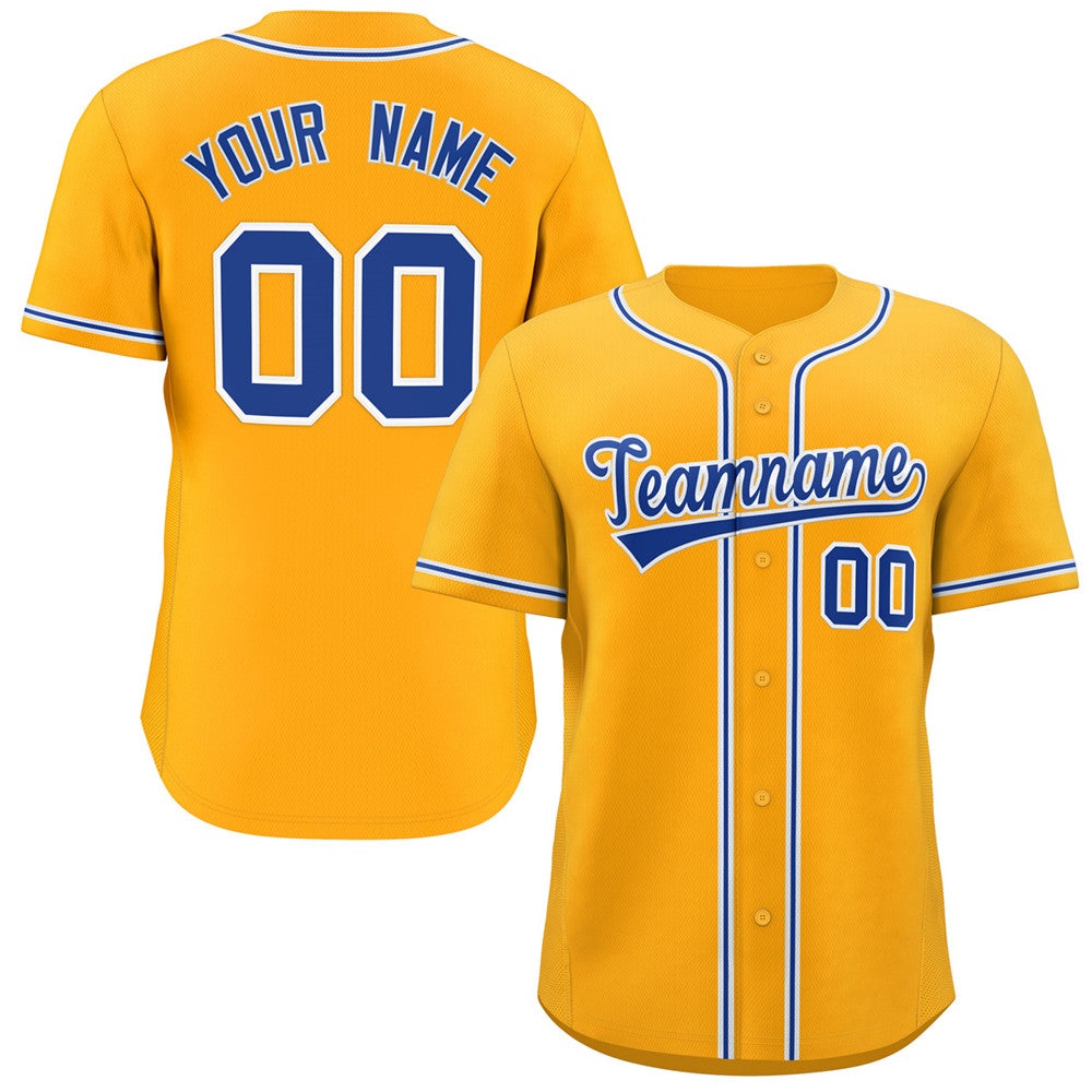 Custom Yellow White-Royal Classic Style Authentic Baseball Jersey Main image