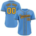 Custom Light Blue Yellow-Navy Classic Style Authentic Baseball Jersey