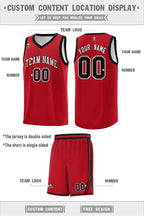 Custom Red White Chest Slash Patttern Double Side Sports Uniform Basketball Jersey