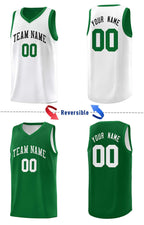 Custom Green White Chest Slash Patttern Double Side Sports Uniform Basketball Jersey