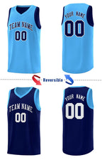 Custom Royal Blue Light Blue Chest Slash Patttern Double Side Sports Uniform Basketball Jersey