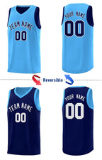 Custom Royal Blue Light Blue Chest Slash Patttern Double Side Sports Uniform Basketball Jersey