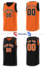 Custom Black Orange Chest Slash Patttern Double Side Sports Uniform Basketball Jersey