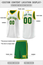 Custom Kelly Green White Chest Slash Patttern Double Side Sports Uniform Basketball Jersey